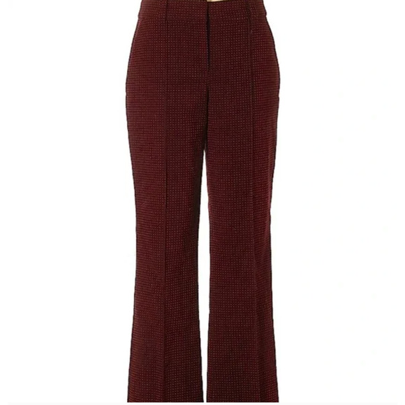ALC Micro Dot Trousers 2 Pants Burgundy Red Maroon Academia Career A.L.C. Prep - Picture 1 of 6